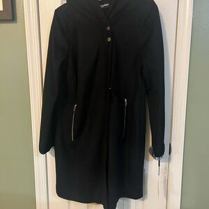 Karl Lagerfeld Black Hooded Trench Coat